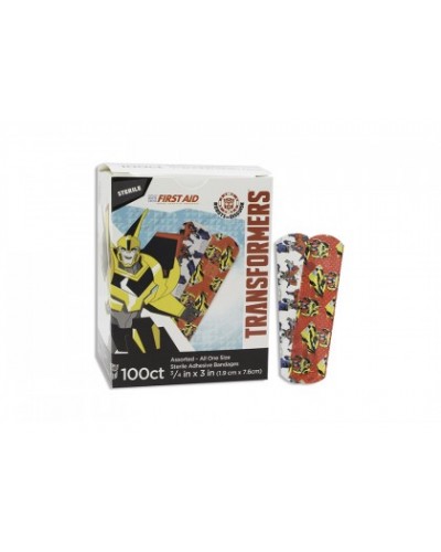 Adhesive Strip American® White Cross Stat Strip® 3/4 X 3 Inch Plastic Rectangle Kid Design (Transformers) Sterile